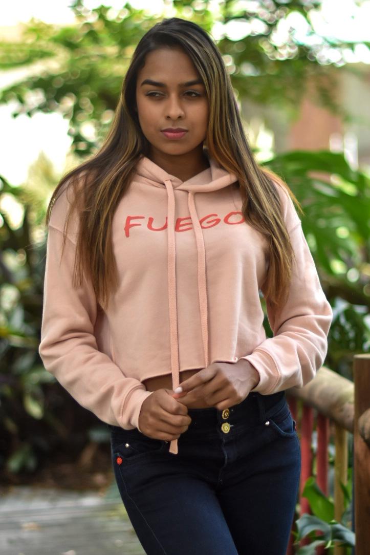 Fuego Crop Hoodie - Pink