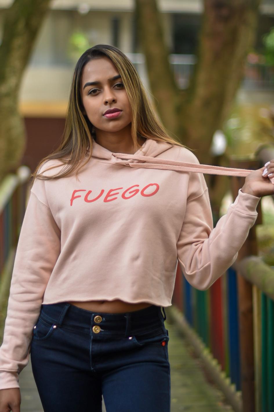 Fuego Crop Hoodie - Pink