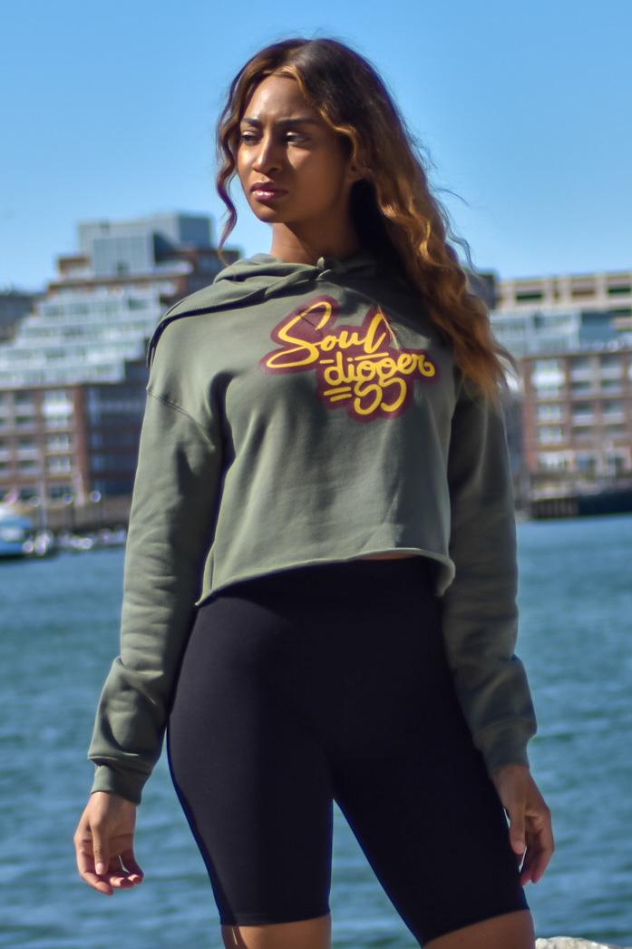 Soul Digger Crop Hoodie - Olive