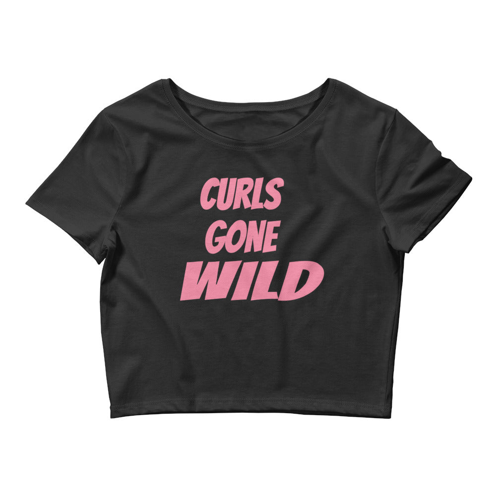 Curls Gone Wile Crop Tee - Black